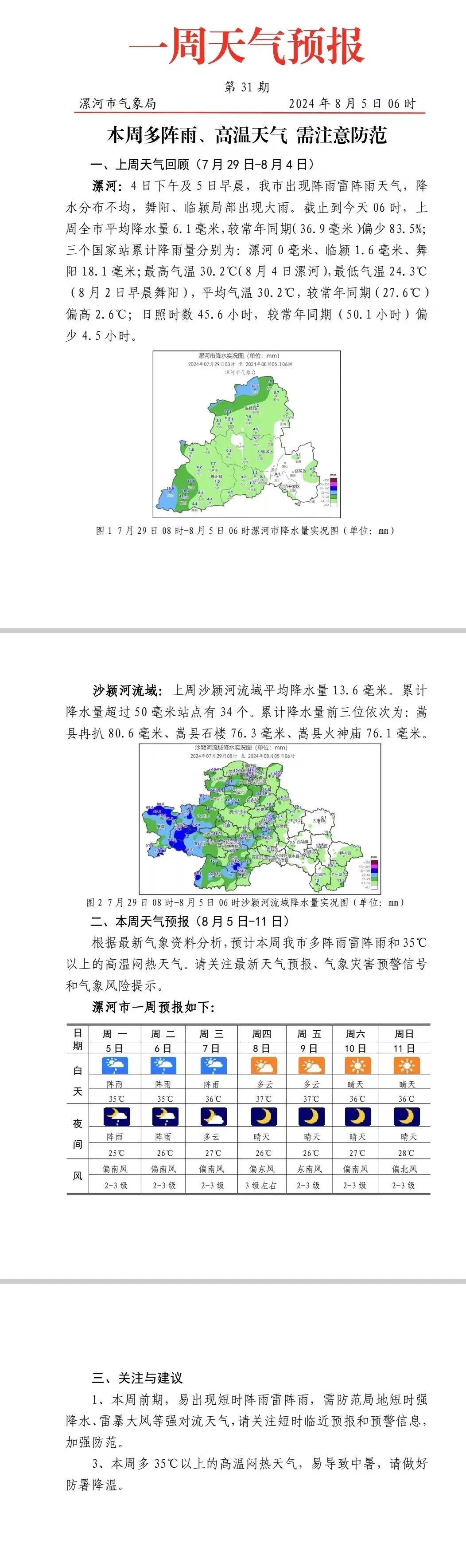 最新漯河天气预报更新